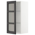 METOD Wall cabinet w shelves/glass door, white/Lerhyttan black stained, 40x80 cm