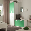 SMÅSTAD Wardrobe with pull-out unit, white green/with storage bench, 150x57x196 cm