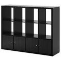 KALLAX Shelf unit with 4 inserts, black-brown, 147x112 cm