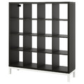 KALLAX Shelving unit with underframe, black-brown/white, 147x164 cm