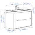 TÄNNFORSEN / ORRSJÖN Wash-stnd w drawers/wash-basin/tap, light grey, 102x49x69 cm