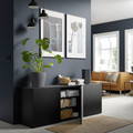 BESTÅ Storage combination with doors, black-brown, Lappviken black-brown, 180x42x65 cm