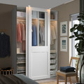 PAX / GRIMO Wardrobe with sliding doors, white/clear glass white, 150x66x236 cm