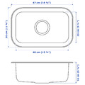 BOHOLMEN Single-bowl inset sink, stainless steel, 47x30 cm