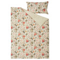 NÄSSELKLOCKA Duvet cover and pillowcase, light grey-beige/multicolour, 150x200/50x60 cm