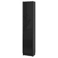 BILLY / HÖGBO Bookcase comb w glass doors, black oak effect/black, 40x30x202 cm