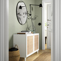 BESTÅ Storage combination with doors, white Studsviken/Kabbarp/white woven poplar, 120x42x74 cm