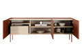 Three-Door TV Cabinet with Drawer Desin 170, ceramic red/nagano oak