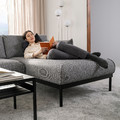 ÄPPLARYD 3-seat sofa with chaise longue, Lejde grey/black