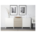 BESTÅ Storage combination with drawers, Laxviken white/Selsviken high-gloss/beige, 180x40x74 cm