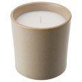 JÄMLIK Scented candle in ceramic jar, Vanilla/light beige, 50 hr