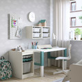 TROFAST Storage combination with box/trays, white grey/turquoise, 34x44x56 cm