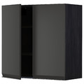 METOD Wall cabinet with shelves/2 doors, black/Upplöv matt anthracite, 80x80 cm