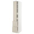 METOD / MAXIMERA Hi cab w shlvs/4 drawers/dr/2 frnts, white/Havstorp beige, 40x60x220 cm