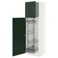 METOD High cabinet with cleaning interior, white/Havstorp deep green, 60x60x200 cm