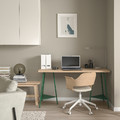 LAGKAPTEN / TILLSLAG Desk, white stained oak effect green, 140x60 cm