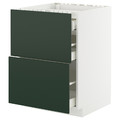 METOD / MAXIMERA Base cab f hob/2 fronts/3 drawers, white/Havstorp deep green, 60x60 cm