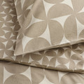 ÄNGSNEJLIKA Duvet cover and pillowcase, grey-beige/off-white, 150x200/50x60 cm