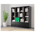 KALLAX Shelf unit with 4 inserts, black-brown, 147x147 cm