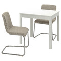 EKEDALEN / LUSTEBO Table and 2 chairs, white chrome-plated/Viarp beige/brown, 80/120 cm