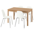 EKEDALEN / LIDÅS Table and 4 chairs, oak/white chrome-plated, 120/180 cm