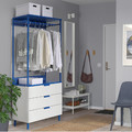 PLATSA Open wardrobe with 3 drawers, white Fonnes/blue, 80x42x191 cm