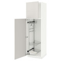 METOD High cabinet with cleaning interior, white/Ringhult light grey, 60x60x200 cm