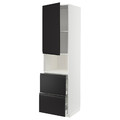 METOD / MAXIMERA Hi cab f micro w door/2 drawers, white/Upplöv matt anthracite, 60x60x220 cm