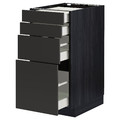 METOD / MAXIMERA Base cab 4 frnts/4 drawers, black/Nickebo matt anthracite, 40x60 cm