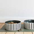 UTSÅDD Pet bowl, stripe pattern black-blue/grey-green, 19 cm