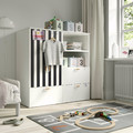 SMÅSTAD / PLATSA Storage combination, white black/white/stripe with 3 drawers, 120x57x123 cm