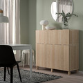 BESTÅ Storage combination w doors/drawers, white stained oak effect/Lappviken/Stubbarp, 120x42x112 cm