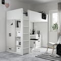 SMÅSTAD Loft bed, white grey/with desk with 4 drawers, 90x200 cm