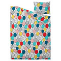 BUSENKEL Duvet cover and pillowcase, balloon pattern/multicolour, 150x200/50x60 cm