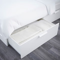 BRIMNES Bed frame w storage and headboard, white, Leirsund, 140x200 cm