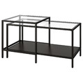 VITTSJÖ Nesting tables, set of 2, black-brown, glass, 90x50 cm