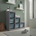 TROFAST Storage combination with boxes, grey/grey-blue, 99x44x94 cm