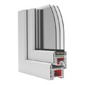 Tilt and Turn/Casement Window PVC Triple-Pane 1465 x 1435 mm, asymmetrical, left, white
