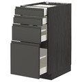 METOD/MAXIMERA Base cab 4 frnts/4 drawers, black/Voxtorp dark grey, 40x60x80 cm