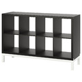 KALLAX Shelving unit with underframe, black-brown/white, 147x94 cm