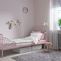 MINNEN Ext bed frame with slatted bed base, light pink, 80x200 cm