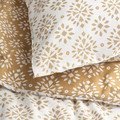 ORMÄNGSFLY Duvet cover and pillowcase, yellow-beige/white, 150x200/50x60 cm