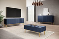 Coffee Table with 2 Drawers Nicole, dark blue/gold legs