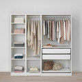 PAX / GRIMO Wardrobe combination, white, Grimo grey, 200x60x201 cm