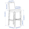 BERGMUND Bar stool with backrest, oak/Rommele dark blue/white, 75 cm