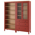 HEMNES Storage combination w doors/drawers, red stained/light brown stained, 180x197 cm