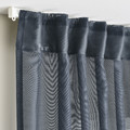 STENFRÖ Sheer curtains, 1 pair, with heading tape/dark blue, 145x300 cm