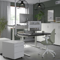 MITTZON Desk sit/stand, electric black stained ash veneer/white, 140x60 cm