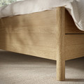 TONSTAD Bed frame with storage, oak veneer/Lindbåden, 140x200 cm