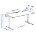 MITTZON Desk, oak veneer/white, 140x60 cm
